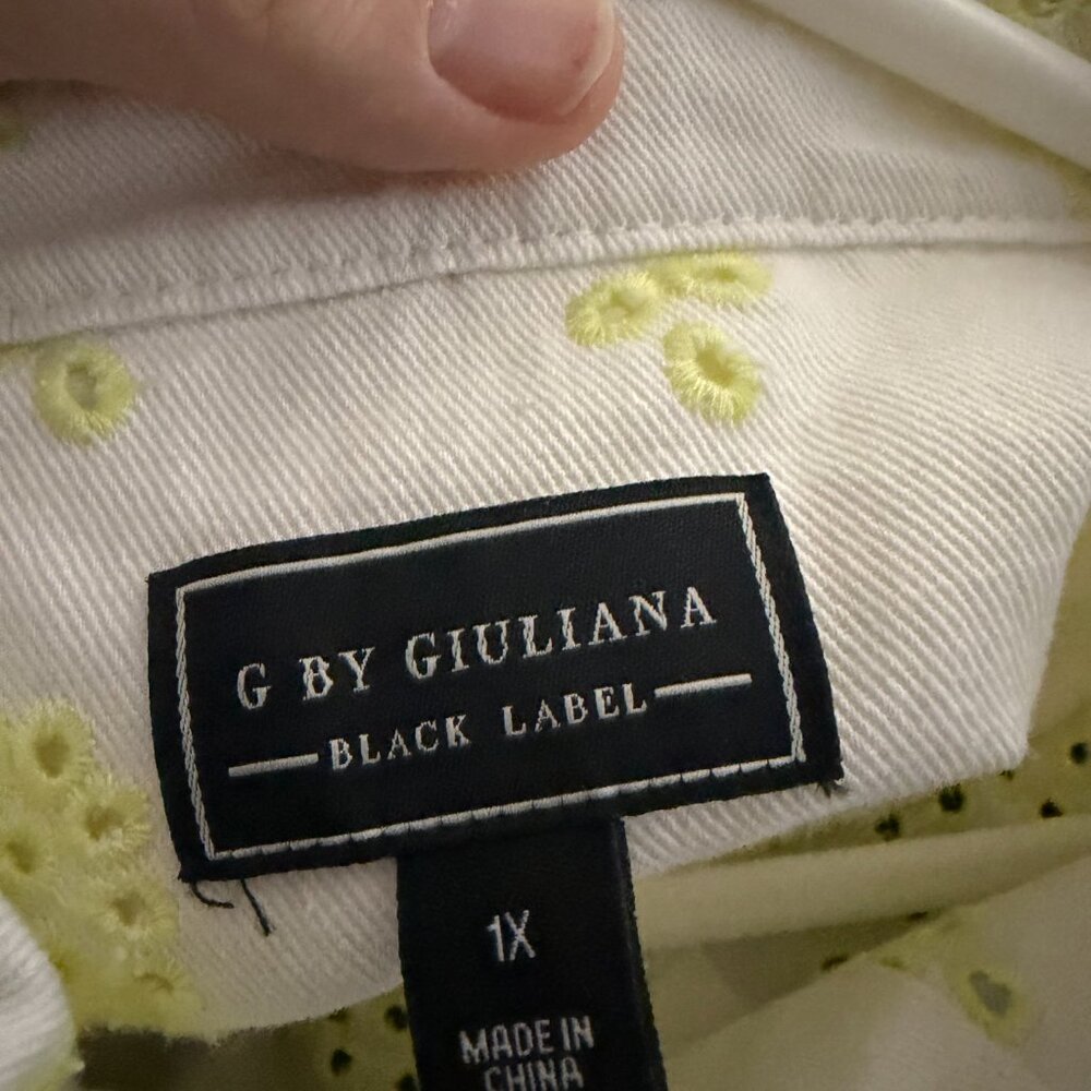 G by Giuliana Black Label White Eyelet Embroidered Denim Jacket Plus Size - New - Picture 4 of 4